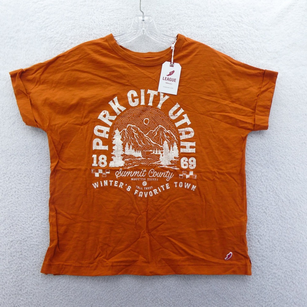 League Shirt Womens Medium Park City Utah Summit County Orange Graphic Cotton